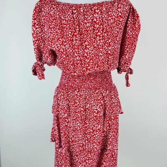 Maja Rafia Off Shoulder Ruffle Skirt Elastic Waist Dress Size 1 - Picture 2 of 3